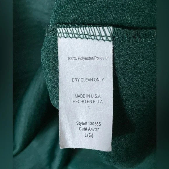 Dark Green Silky Style Look Puff Sleeve Blouse - Picture 7 of 7